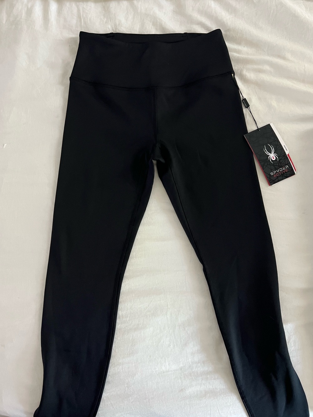Spyder Black Performance Leggings with Subtle Logo, Small